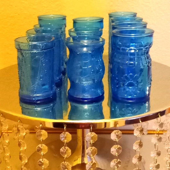 VTG- Wheaton Glass 11 Blue Juice Glasses - Picture 8 of 11